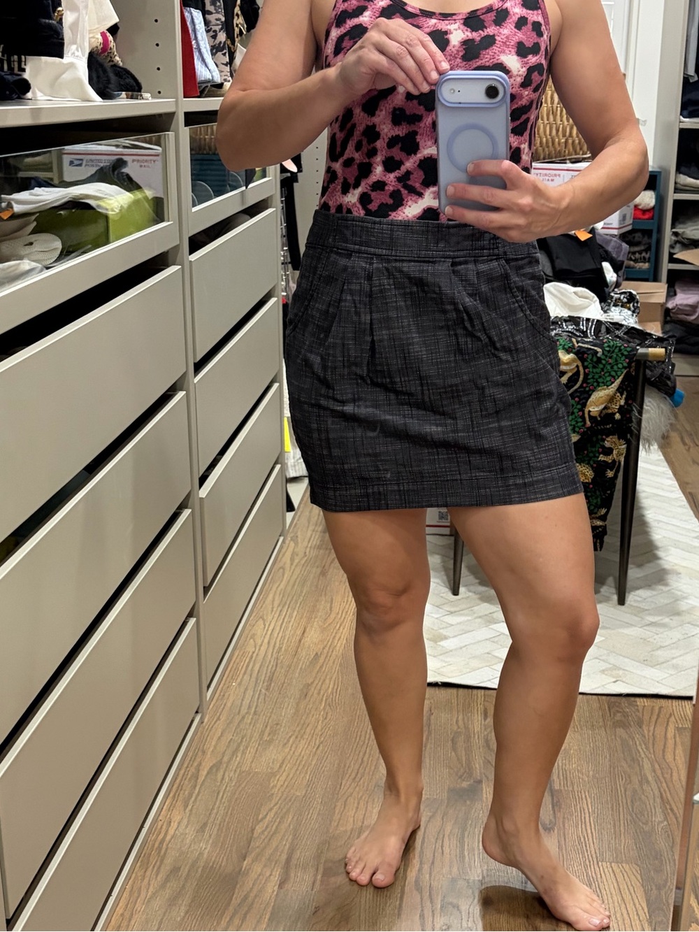 Calvin Klein Charcoal Plaid Mini Skirt